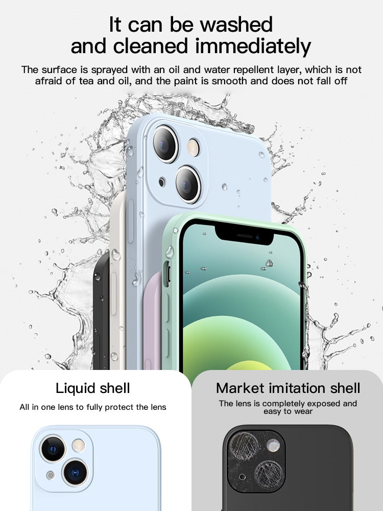 Custodia a protezione completa in silicone liquido per iPhone 