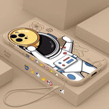 Custodia in silicone con cordino per astronauta spaziale per iPhone 