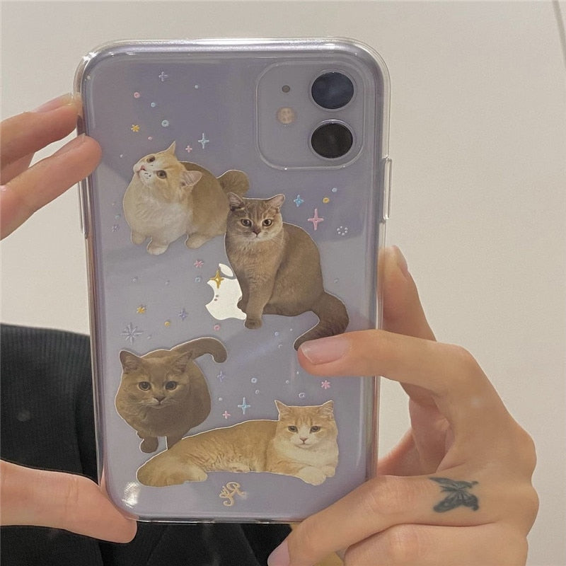 Custodia trasparente con simpatico gatto per iPhone 