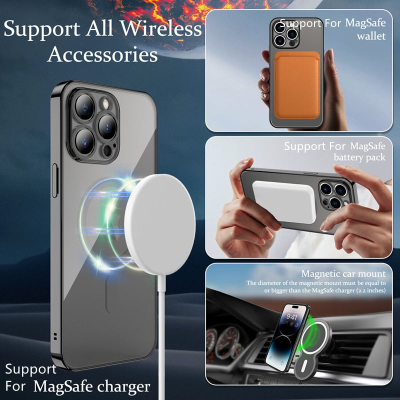 Custodia di ricarica wireless magnetica per placcatura per iPhone 