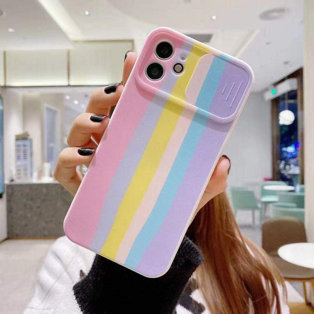 Custodia morbida protettiva arcobaleno con cornice per iPhone 