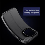 Custodia in silicone morbida con texture in pelle per iPhone 