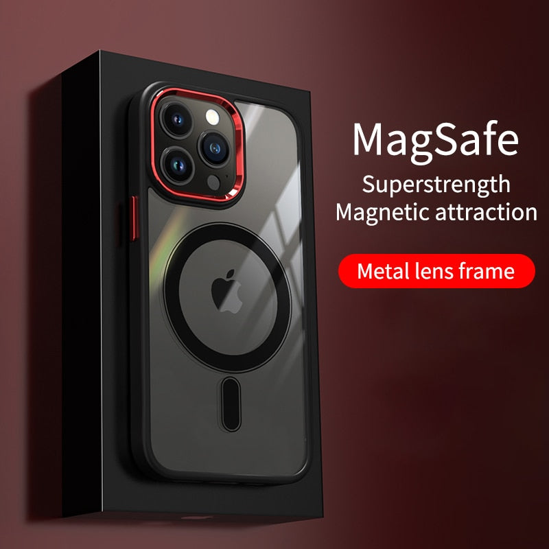 Custodia trasparente con ricarica wireless magnetica per iPhone