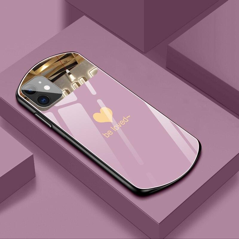 Custodia per telefono in vetro temperato ovale di lusso per iPhone 
