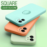 Custodia magnetica con supporto per anello in silicone liquido per iPhone 