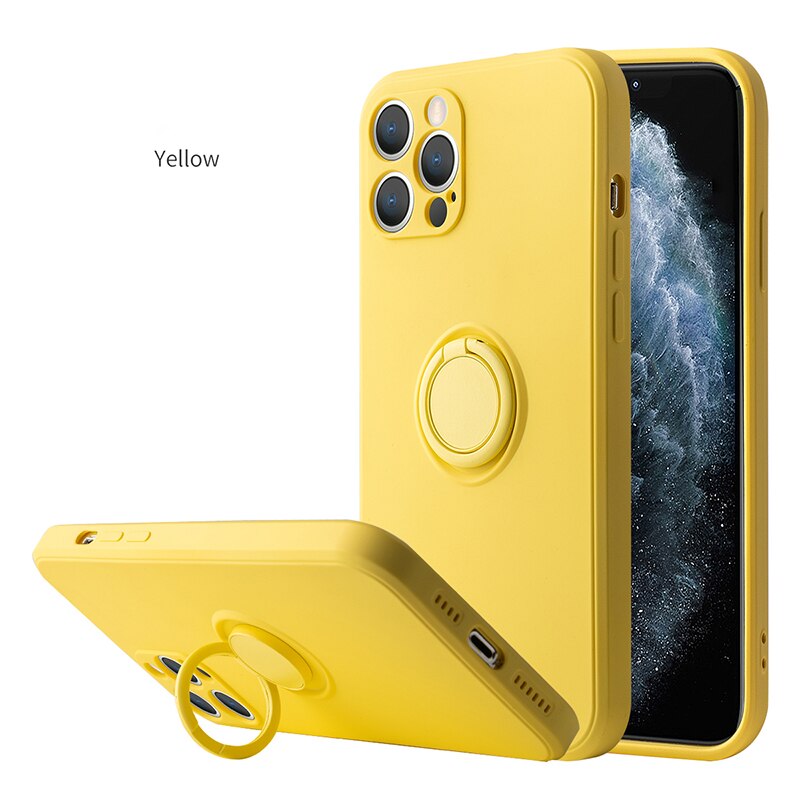 Custodia magnetica con supporto per anello in silicone liquido per iPhone 