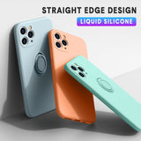 Custodia magnetica con supporto per anello in silicone liquido per iPhone 