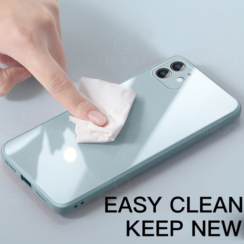 Custodia in vetro temperato liquido in silicone per iPhone 