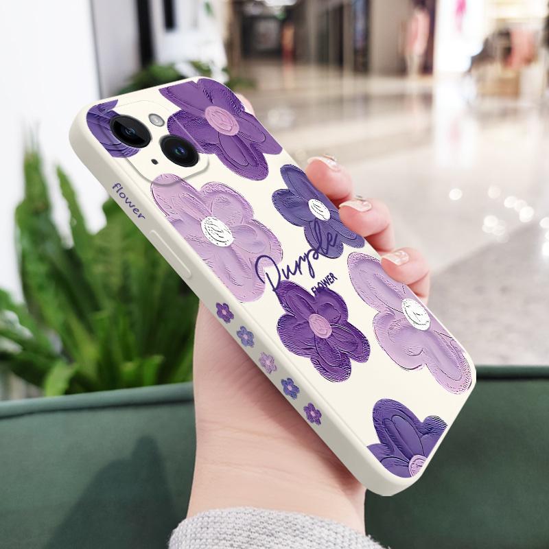 Custodia per cellulare con fiori viola per iPhone 