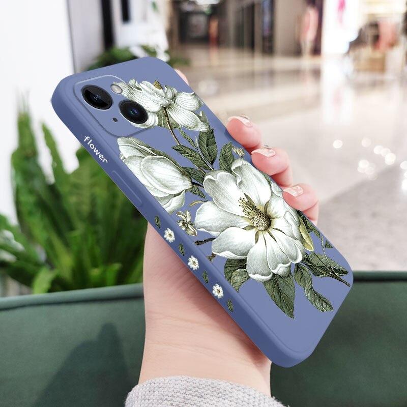 Custodia in silicone con fiori selvatici per iPhone 