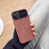 Custodia antiurto con protezione per lenti in legno per iPhone 