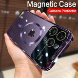 Custodia trasparente magnetica con finestra grande per iPhone 